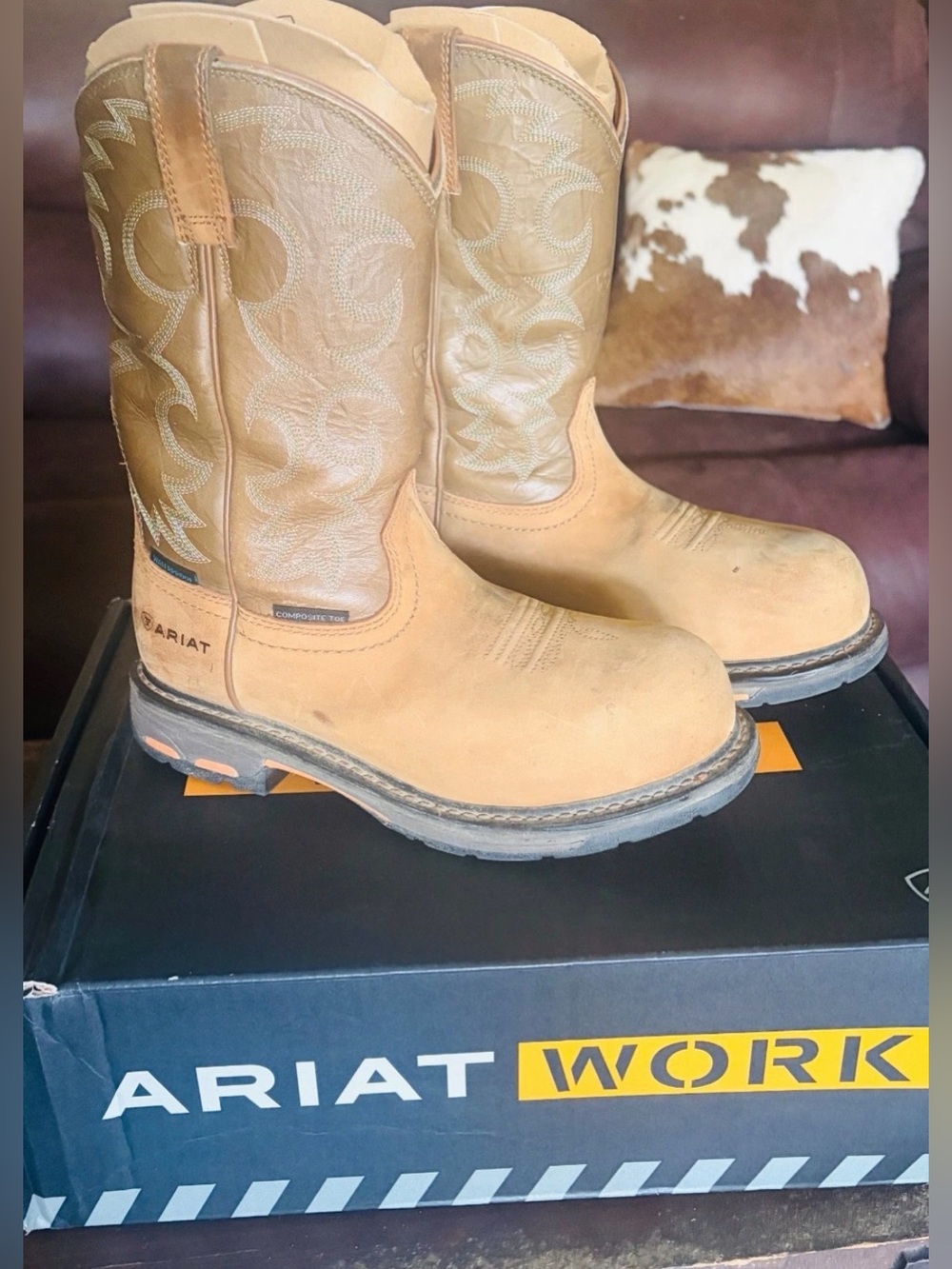 SALE ARIAT WORKHOG H20 WOMEN'S 10018578 AGED BARK/ARMY GREEN WATERPROOF BOOTS 7B